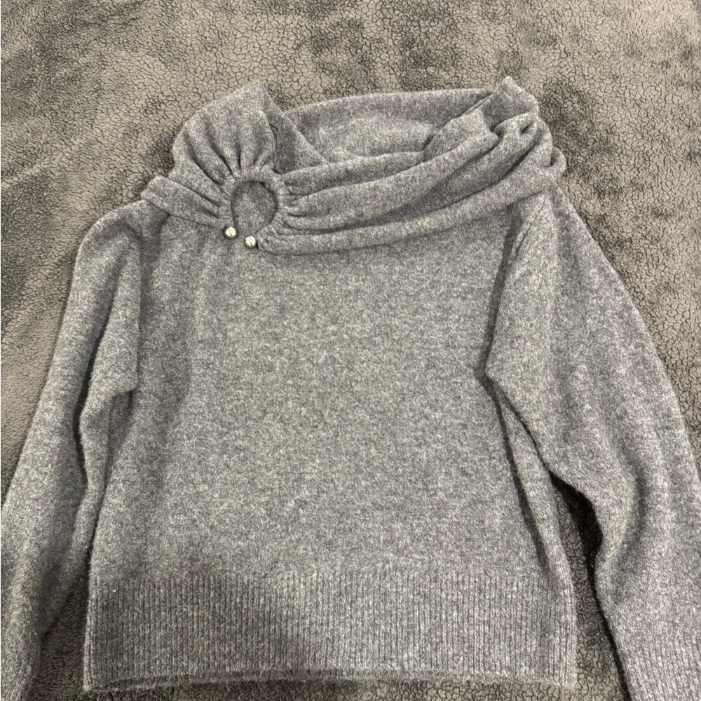 Zara Gray Off-the-Shoulder Sweater